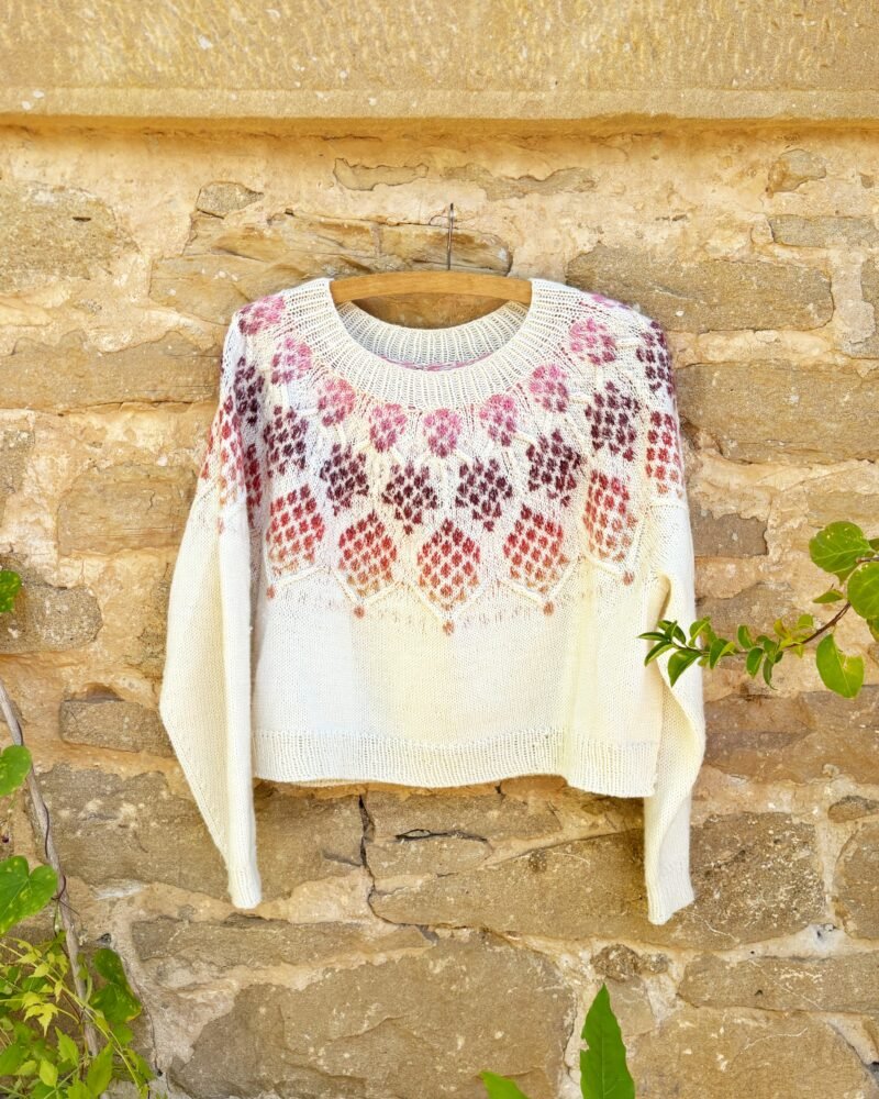 zizia sweater colorwork sweater color patrón punto yoke trenzas cables