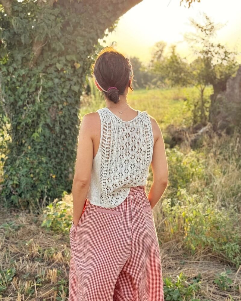 Palahi top verano calados patron punto knitting pattern lacework seda silk