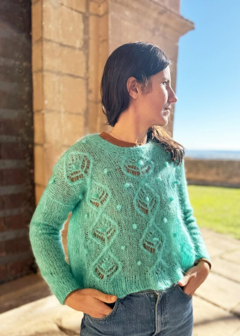Amari sweater patron de punto jersey calados mohair knitting pattern sweeater lacework