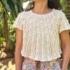 Patrón punto camiseta verano algodon Oskia tee knitting pattern summer top lace calados