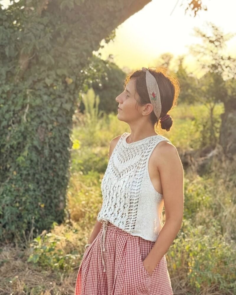 Palahi top verano calados patron punto knitting pattern lacework seda silk