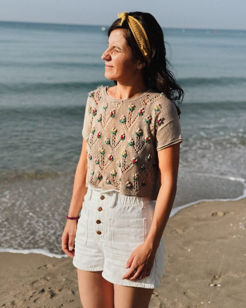 Silvestria top verano calados patron punto knitting pattern lacework seda silk bordado embroidery