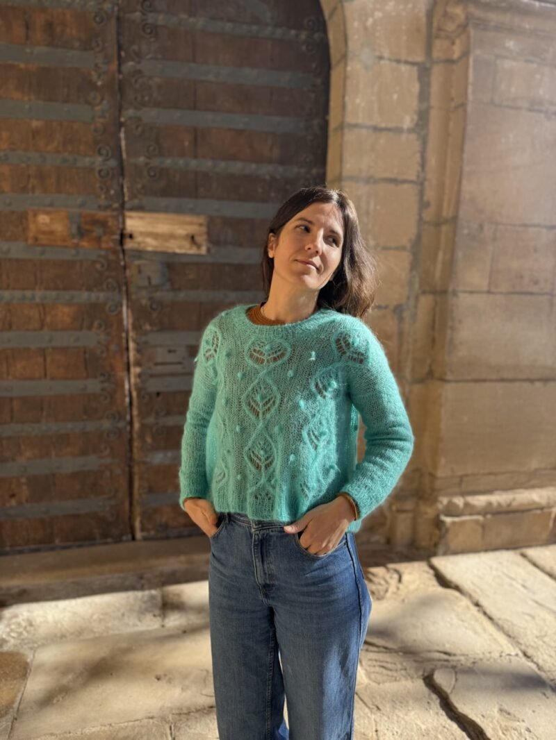 Amari sweater patron de punto jersey calados mohair knitting pattern sweeater lacework