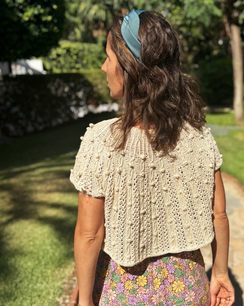 Patrón punto camiseta verano algodon Oskia tee knitting pattern summer top lace calados