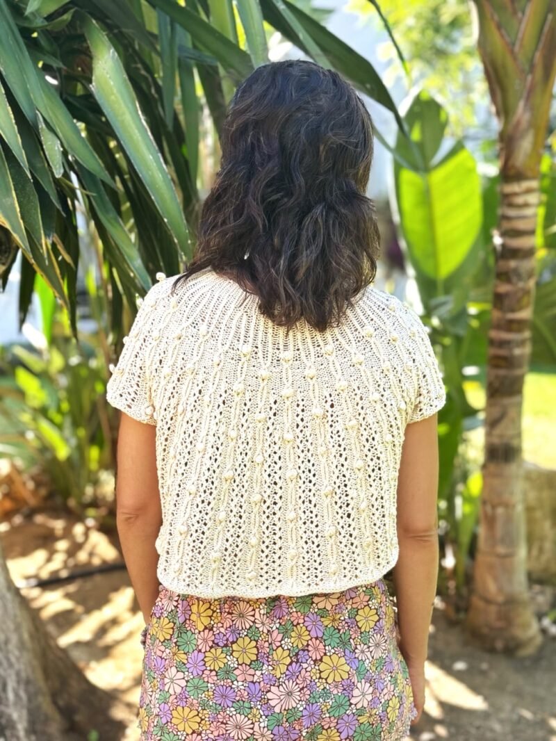 Patrón punto camiseta verano algodon Oskia tee knitting pattern summer top lace calados