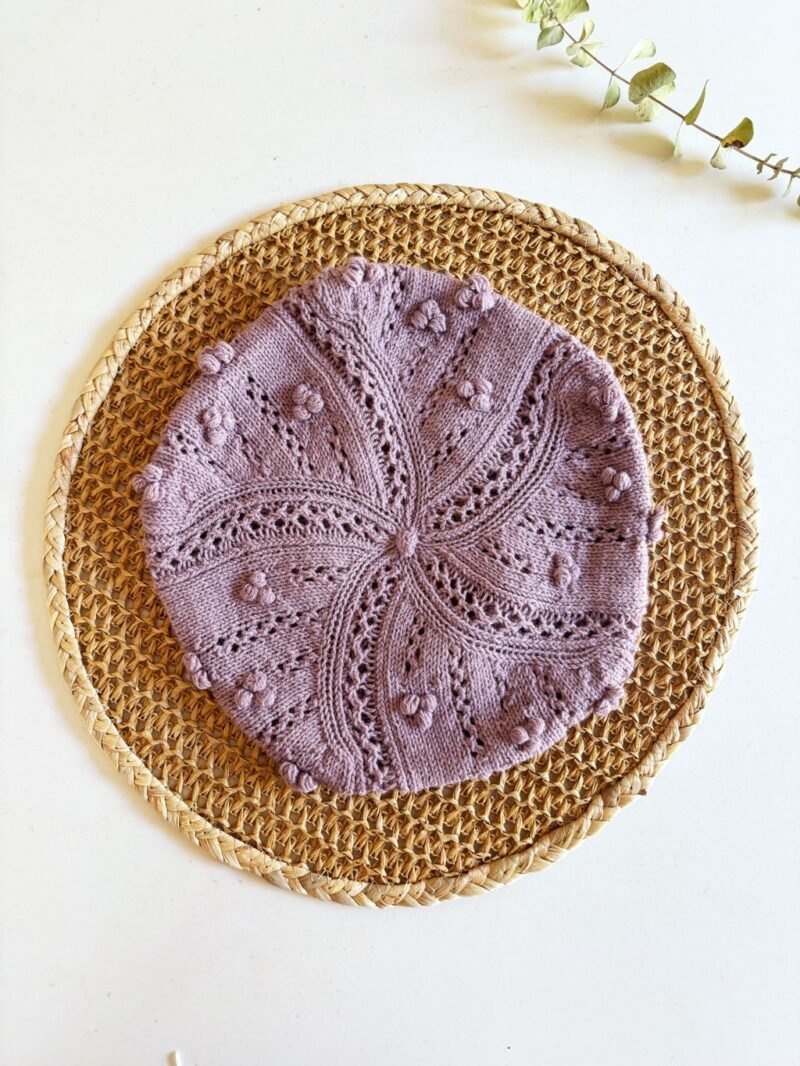 Boina_Flora patron de punto calados knitting pattern Beret