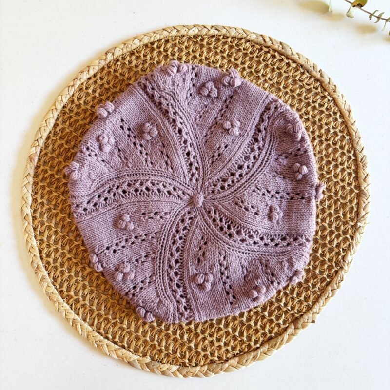 Boina_Flora patron de punto calados knitting pattern Beret