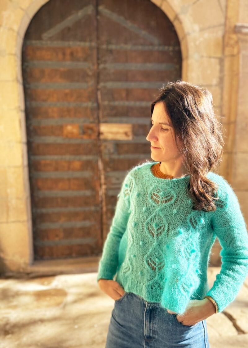 Amari sweater patron de punto jersey calados mohair knitting pattern sweeater lacework