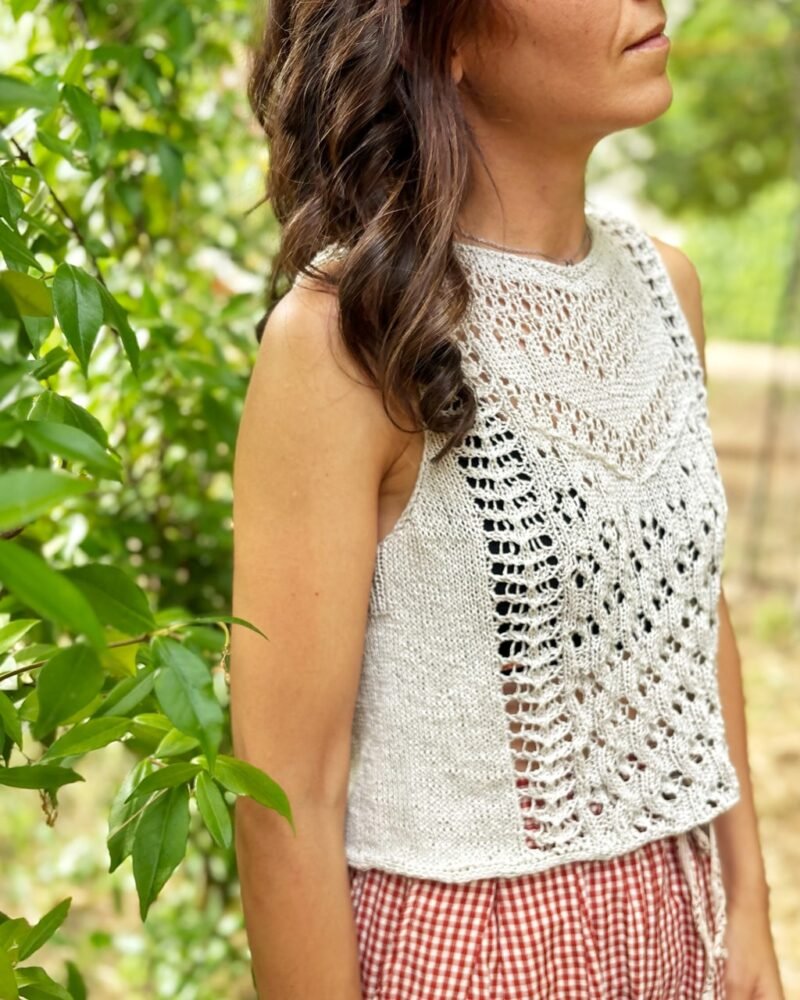 Palahi top verano calados patron punto knitting pattern lacework seda silk