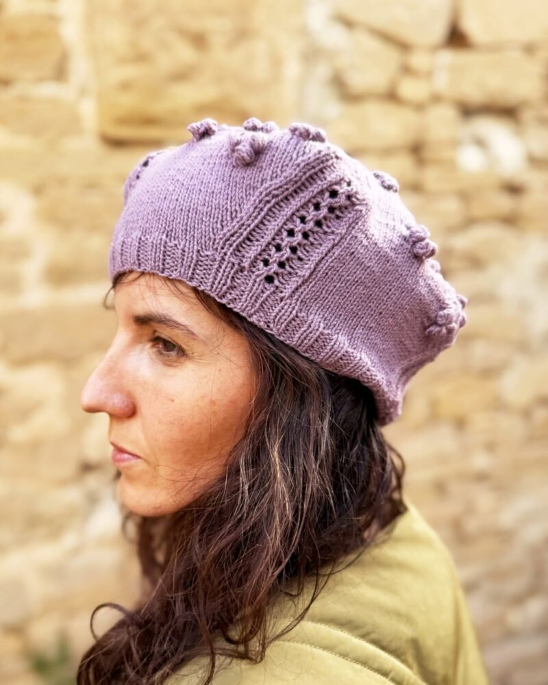 Boina_Flora patron de punto calados knitting pattern Beret