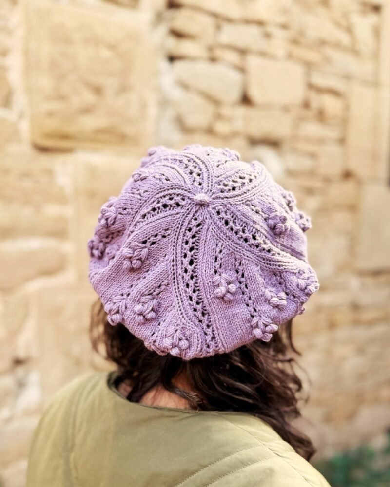 Boina_Flora patron de punto calados knitting pattern Beret