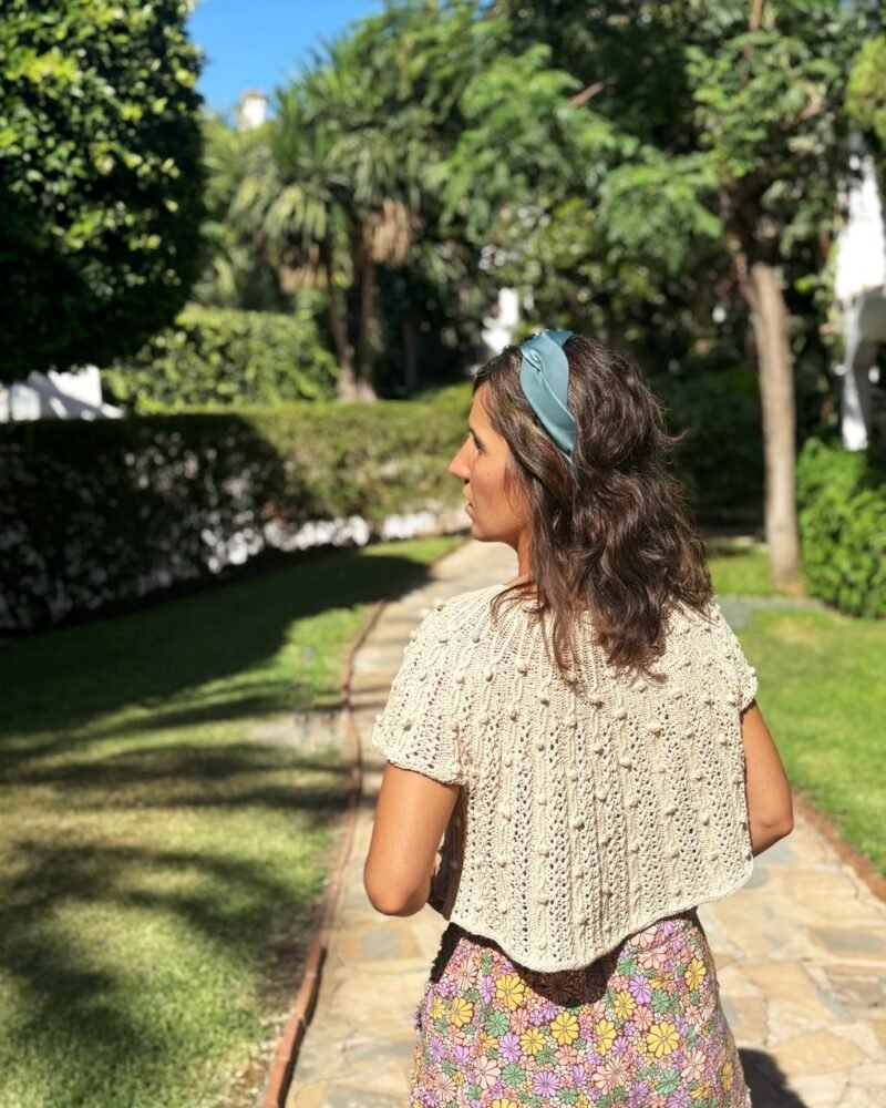 Patrón punto camiseta verano algodon Oskia tee knitting pattern summer top lace calados