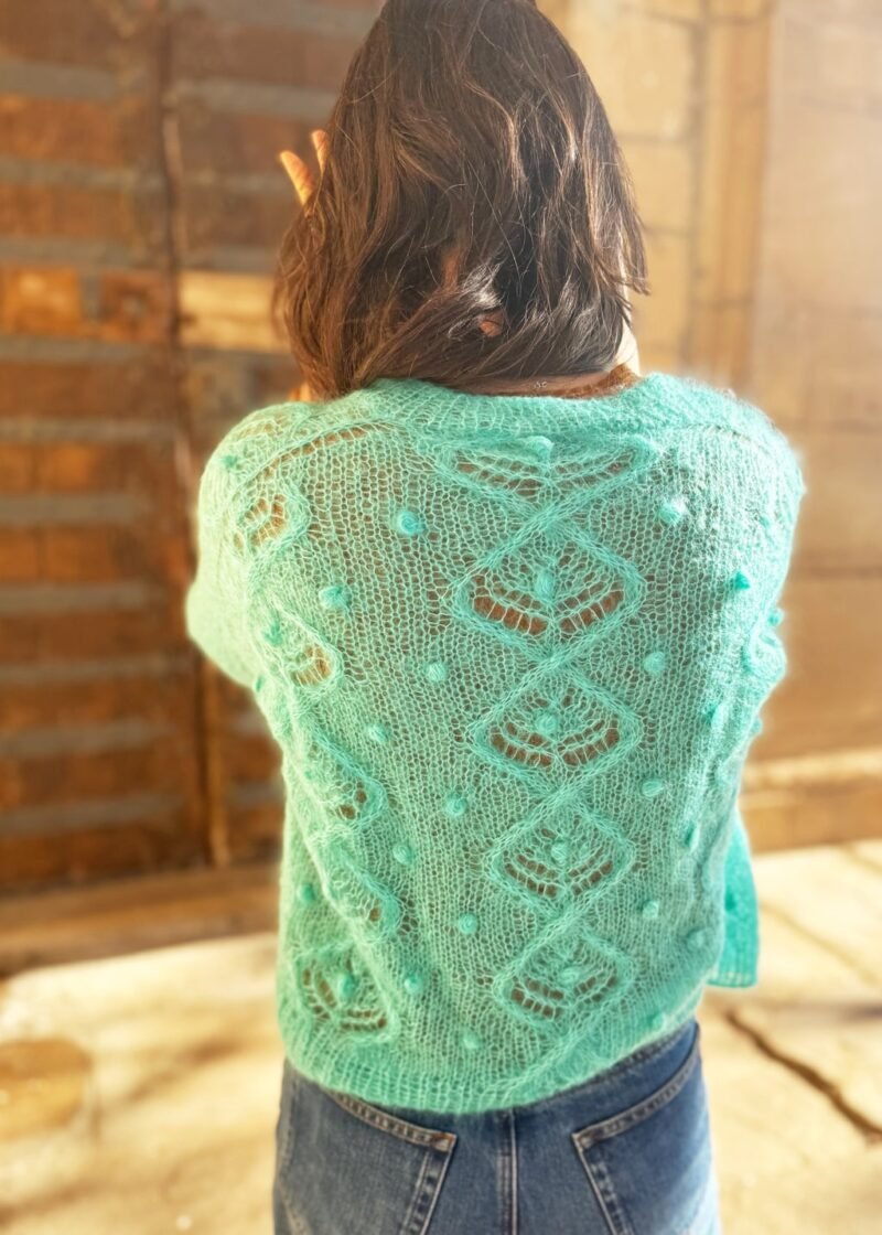 Amari sweater patron de punto jersey calados mohair knitting pattern sweeater lacework