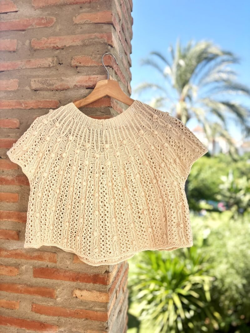 Patrón punto camiseta verano algodon Oskia tee knitting pattern summer top lace calados