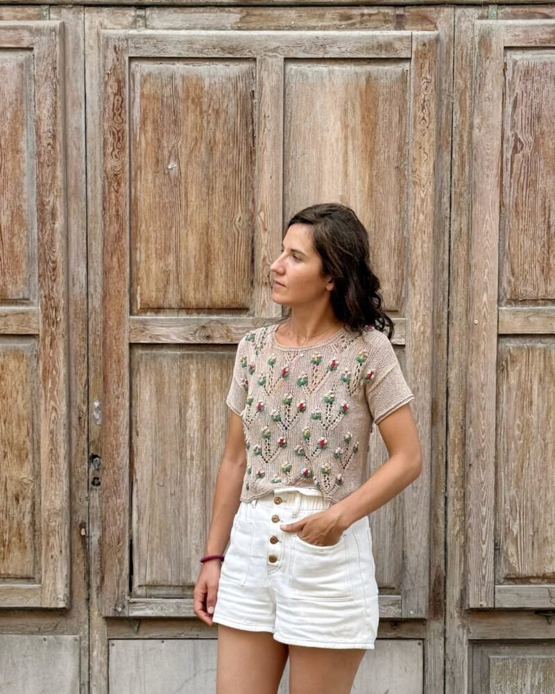 Silvestria top verano calados patron punto knitting pattern lacework seda silk bordado embroidery
