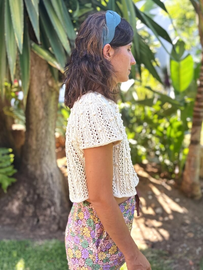 Patrón punto camiseta verano algodon Oskia tee knitting pattern summer top lace calados