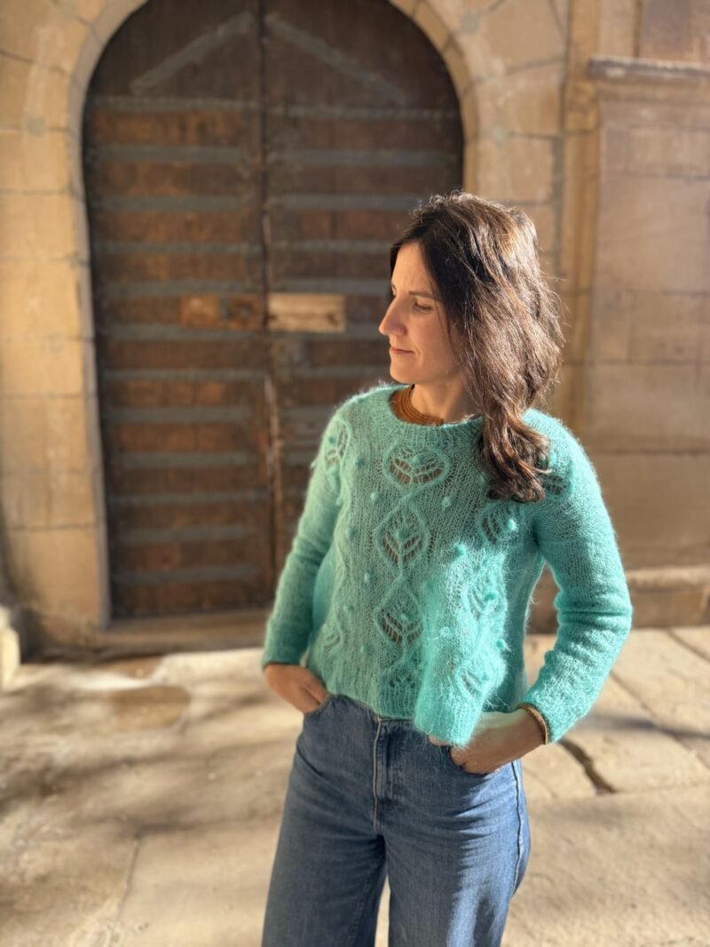 Amari sweater patron de punto jersey calados mohair knitting pattern sweeater lacework