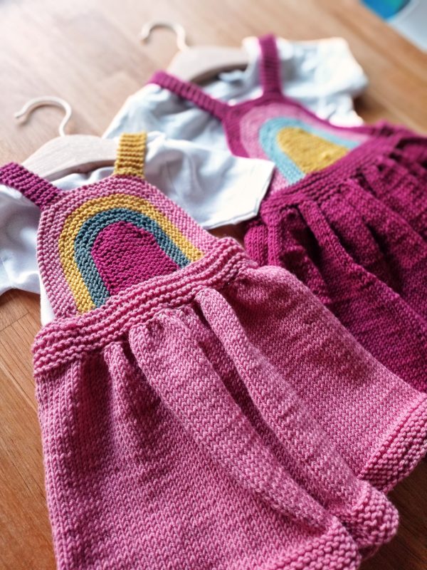 knitting pattern rainbow dress girlpatrón-vestido-punto-arcoiris